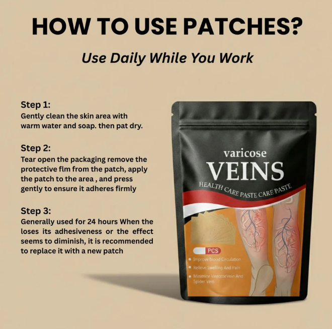 Kenko Spider & Varicose Vein Patches | Herbal Therapy For Fatigue & Vein Health