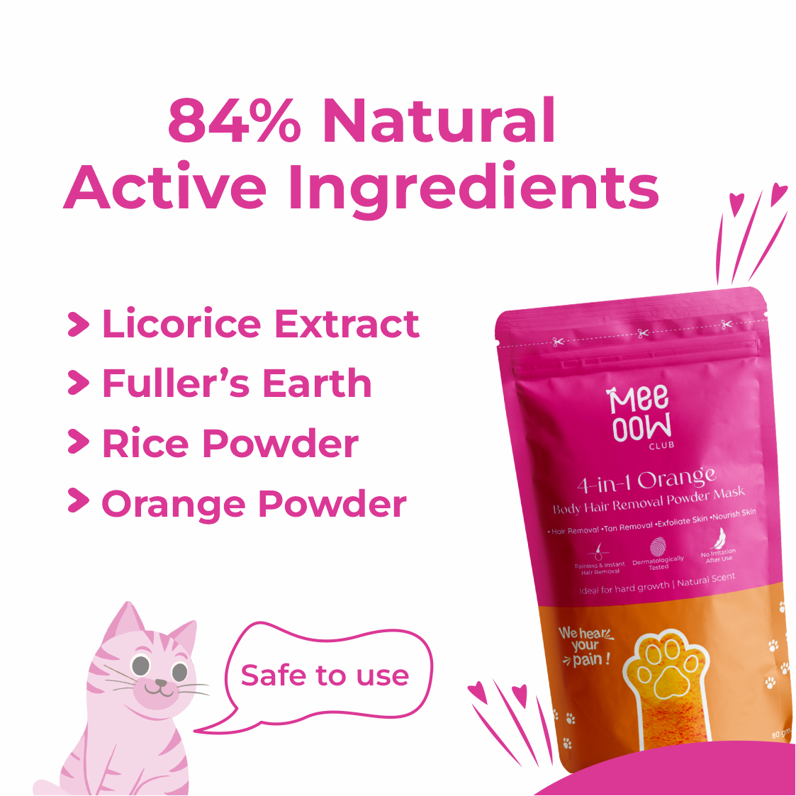 Orange Body Hair Removal Wax Powder Mask